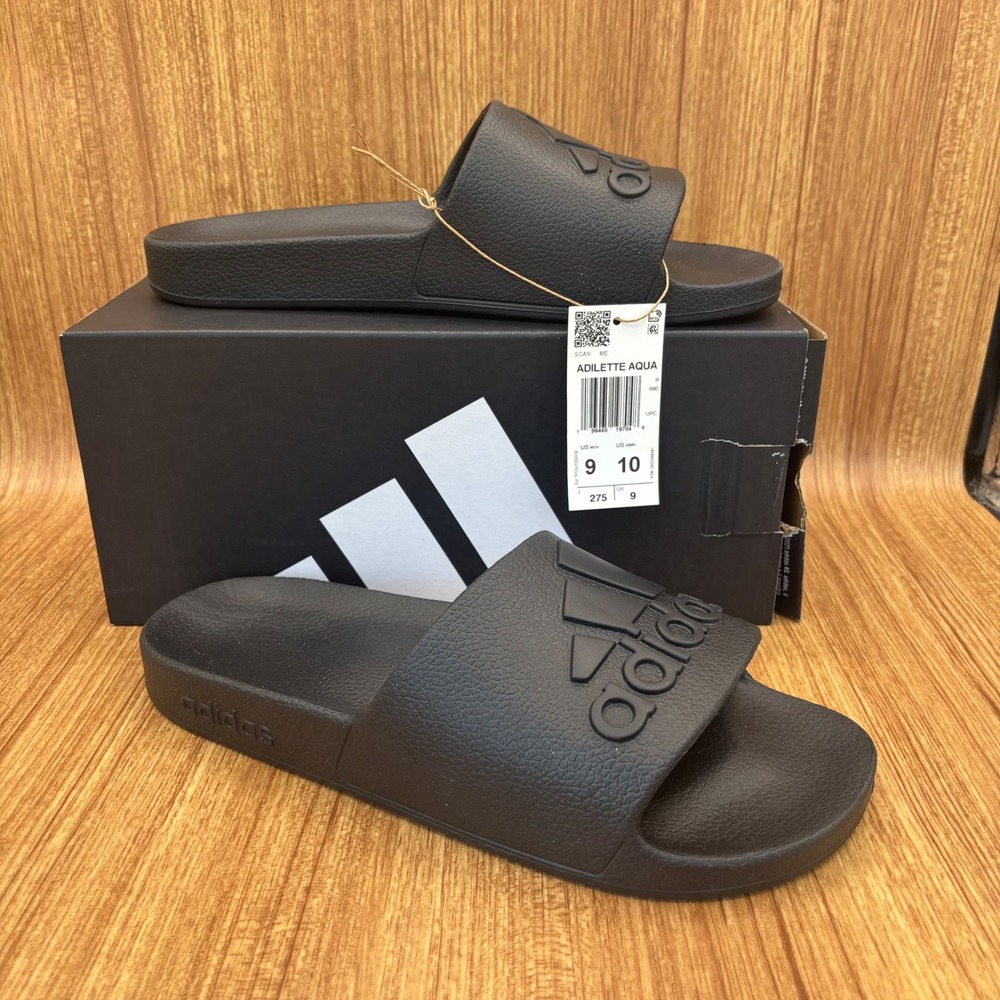 Adidas Adilette Aqua Slides Men 9 Women 10 Black F35543 Sandals NEW